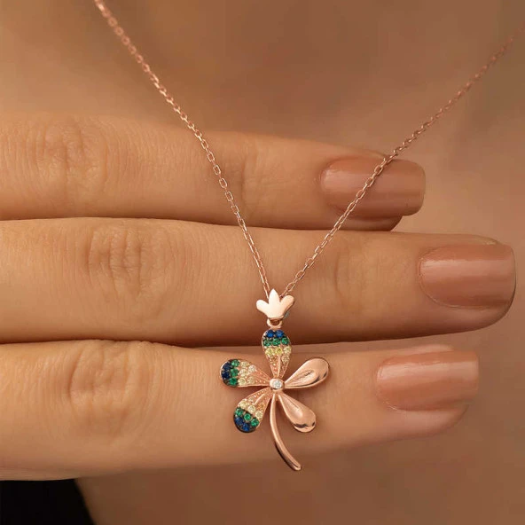 925 Ayar Gümüş Çiçek Kadın Gümüş Kolye - Resim 4