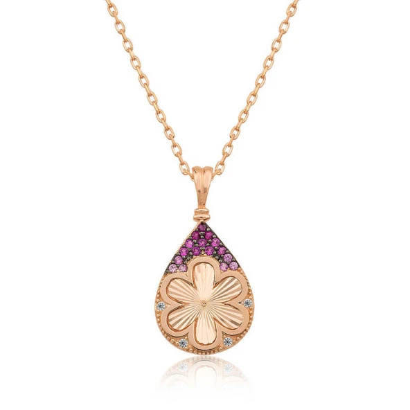 925 Ayar Gümüş Damla Çiçek Kadın Gümüş Kolye ürün görseli