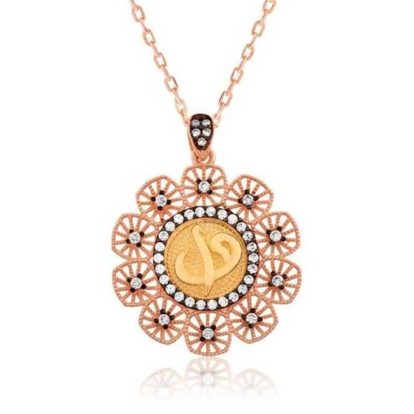 925 Ayar Gümüş Elif Vav Kadın Gümüş Kolye ürün görseli