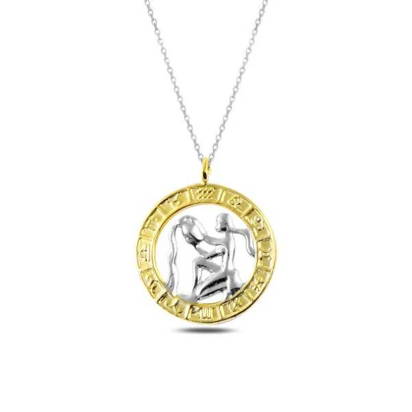 ​925 Ayar Gümüş Gold Kova Burcu Gümüş Kolye