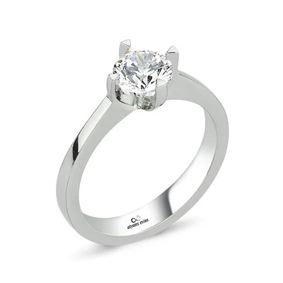 Swarovski Taşlı Gümüş Tektaş Yüzük - 7