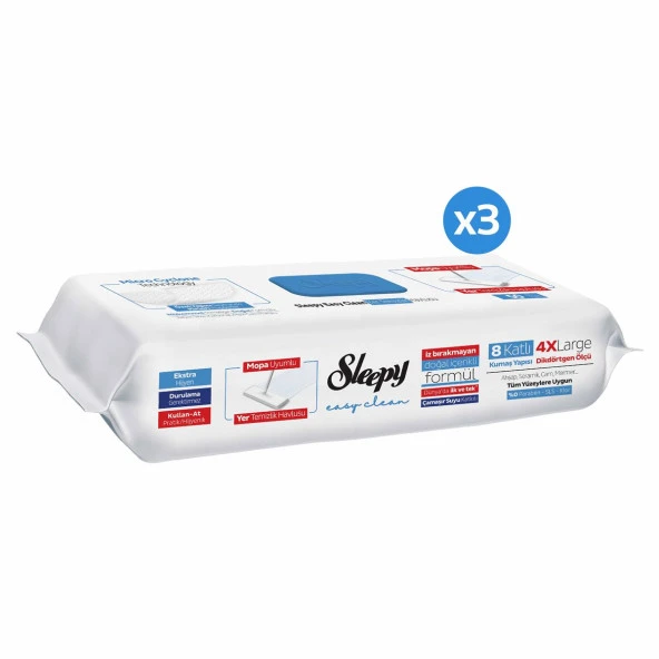 Sleepy Easy Clean Çamaşır Suyu Katkılı Mopa Uyumlu Yer Temizlik Havlusu&Mendili 3x50 (150 Yaprak) - 3