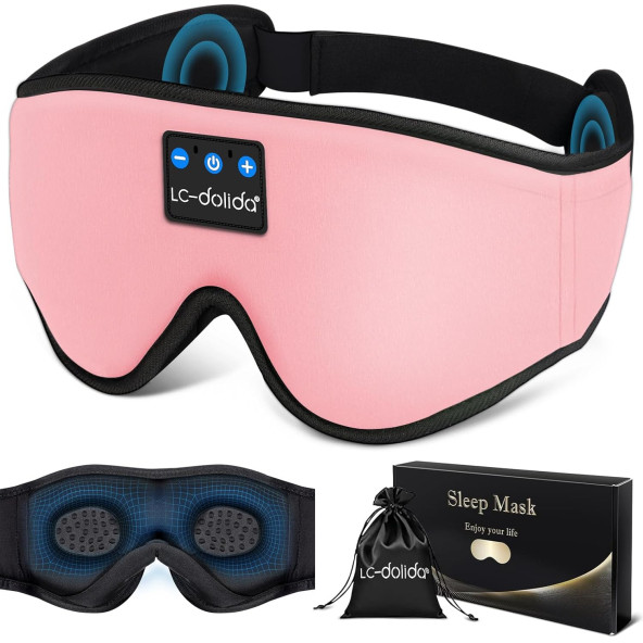 LC-dolida 3D Uyku Maskesi - Bluetooth Kablosuz Müzik - Pembe