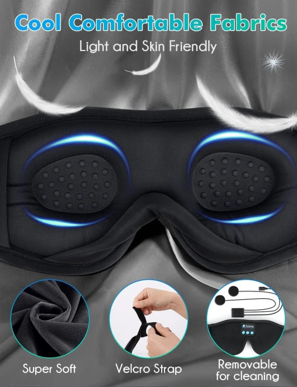 LC-dolida 3D Uyku Maskesi - Bluetooth Kablosuz Müzik - Lacivert - 2