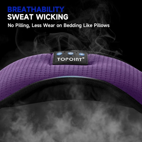 TOPOINT Uyku Kulaklıkları Bluetooth Uyku Maskesi - Mor Havalandırmalı - 5