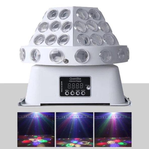 Quenlite QR-650 DMX Profesyonel Dönerli RGB LED Top Işık Disko Sahne Işık Sistemi