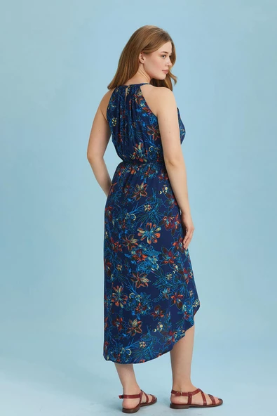 Halter Yaka Anvelop Büyük Beden Elbise - 4