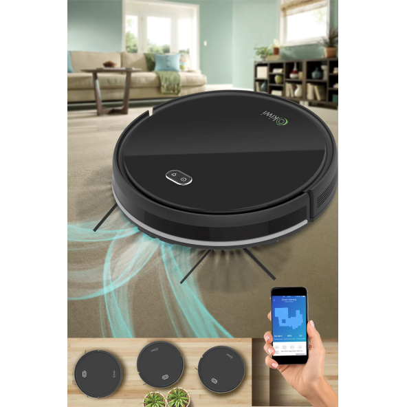 Kiwi Akıllı Robot Süpürge Islak Kuru Robot Vacuum Mop Kvc-4090