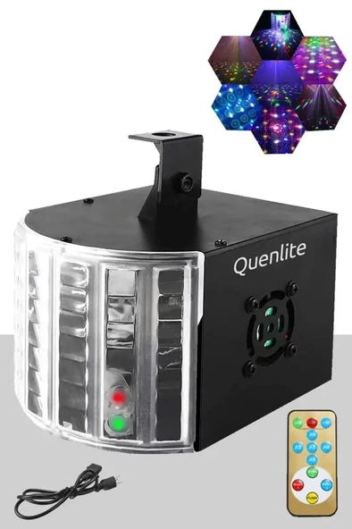 Quenlite QX-55 DMX MİNİ RGB Sahne Disko Led Işık Sese Duyarlı Otomatik Mod (16 ÇEŞİT DESEN)