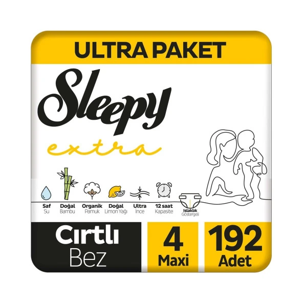 Sleepy Extra No:4 Maxi 192 Adet Bebek Bezi