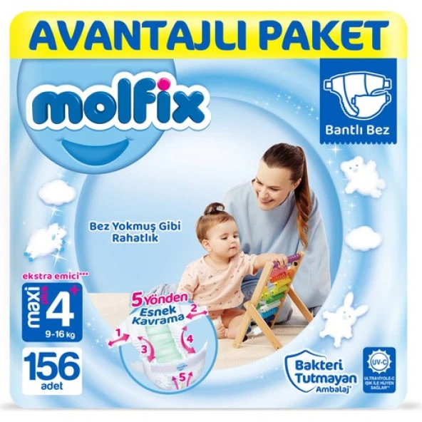 Molfix Bebek Bezi 4+ Beden Maxi Plus Avantajlı Paket 156'LI
