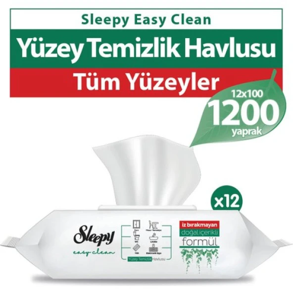 Sleepy Easy Clean Yüzey Temizlik Havlusu 12X100 (1200 Yaprak)