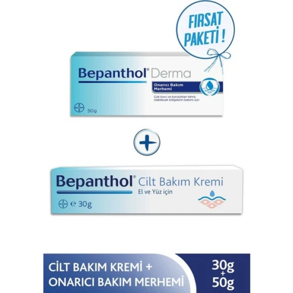 Bepanthol Onarıcı Bakım Kremi 50 g + Cilt Bakım Kremi 30 g