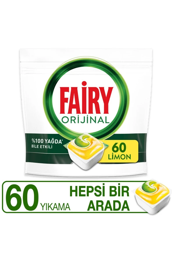 Fairy Hepsi Bir Arada 60 Yıkama Bulaşık Makinesi Deterjanı Tableti / Kapsülü Limon Kokulu ürün görseli