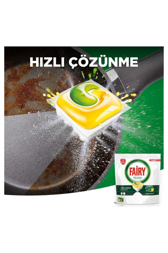 Fairy Hepsi Bir Arada 60 Yıkama Bulaşık Makinesi Deterjanı Tableti / Kapsülü Limon Kokulu - Resim 5