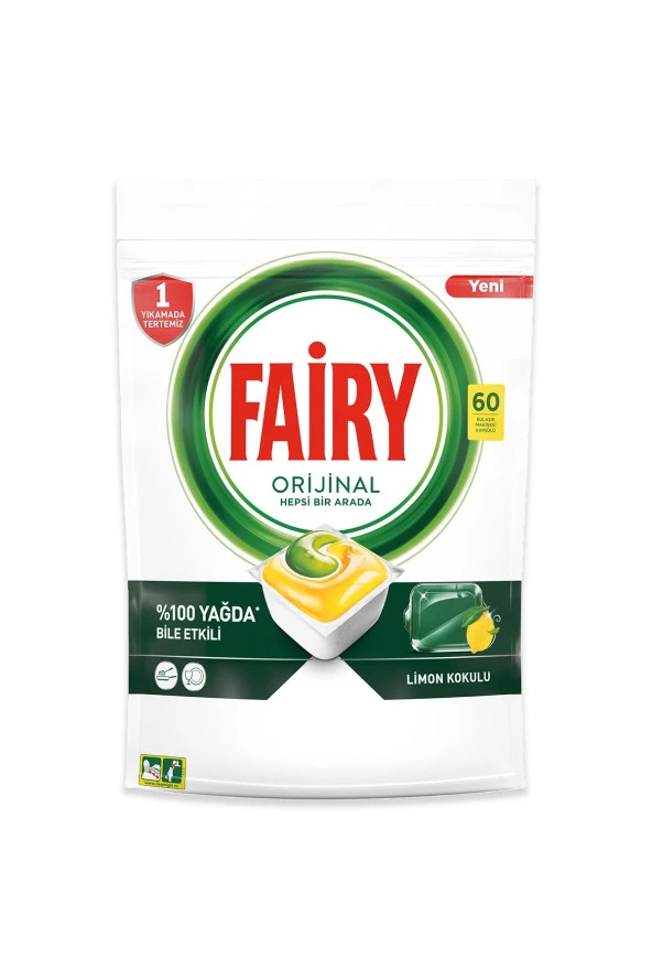 Fairy Hepsi Bir Arada 60 Yıkama Bulaşık Makinesi Deterjanı Tableti / Kapsülü Limon Kokulu - Resim 2
