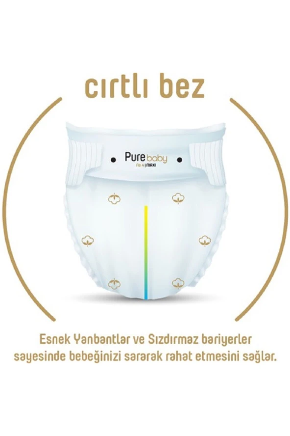 Pure Baby Organic Bebek Bezi 4 Numara Maxi 7-16 Kg 104 Adet - Resim 6