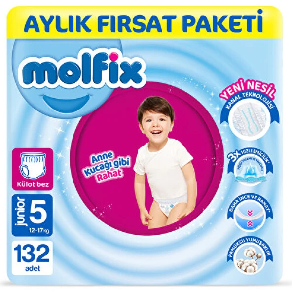 Molfix No:5 Junior 132 Adet Külot Bebek Bezi