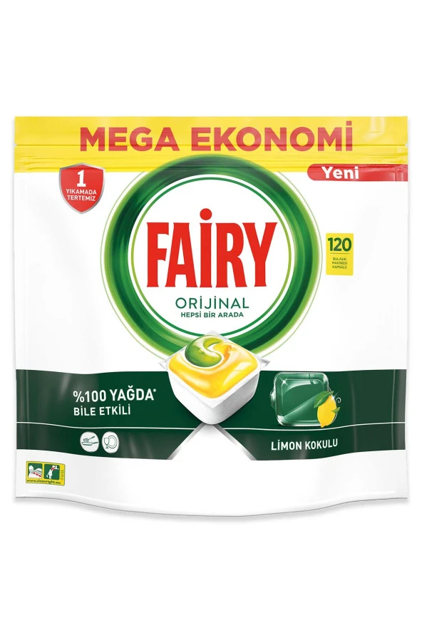 Fairy Hepsi Bir Arada Bulaşık Kapsülü Limon Kokulu 120 Yıkama - 2