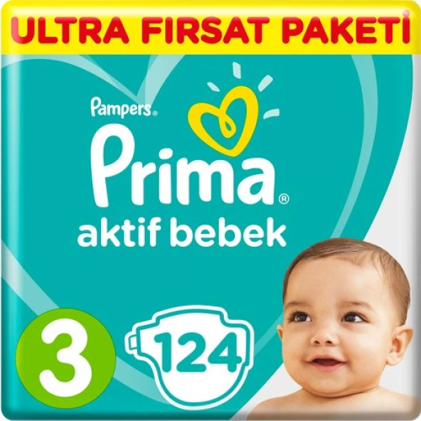 Prima Bebek Bezi Aktif Bebek 3 Beden 124 Adet Midi Ultra Fırsat Paketi - 1