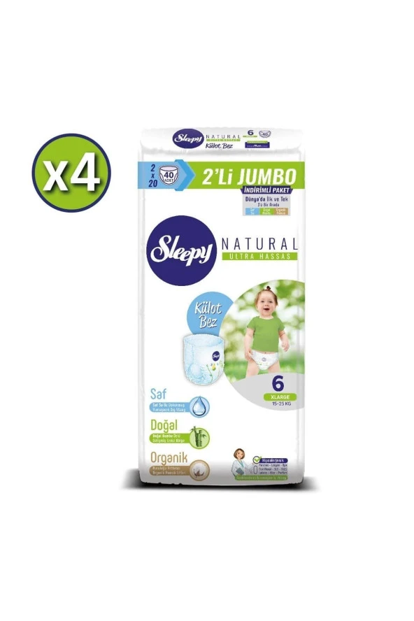 Sleepy Natural Külot Bez 6 Beden Xlarge 4x2'li Jumbo 160 Adet - Resim 2