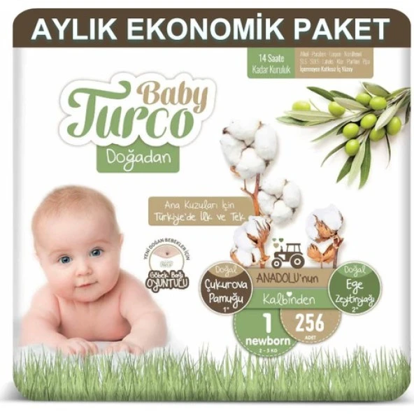 Baby Turco Bebek Bezi Aylık Paket 1 Numara 2-5 kg 256'lı