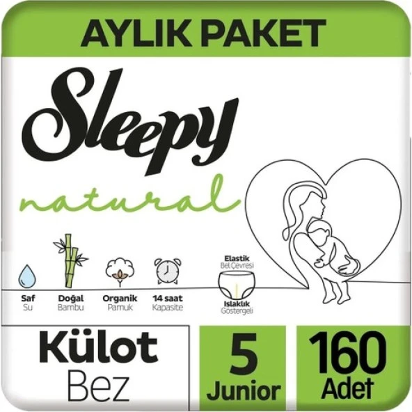 Sleepy Natural Külot Bebek Bezi 5 Beden Junior 4x2'li Jumbo 160 Adet