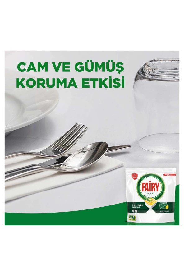 Fairy Hepsi Bir Arada Limon 120 Adet 2'li Paket Bulaşık Makinesi Tableti - 6
