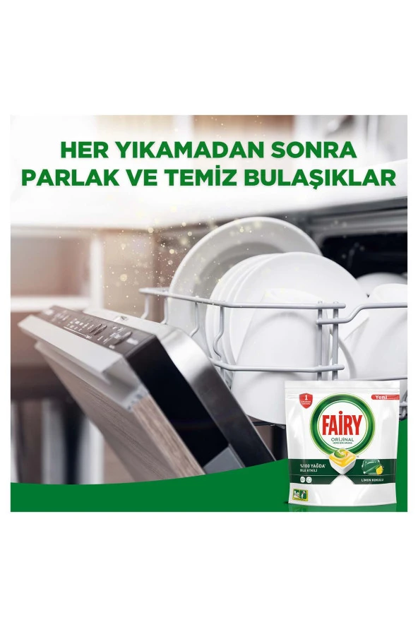 Fairy Hepsi Bir Arada Limon 120 Adet 2'li Paket Bulaşık Makinesi Tableti - 7