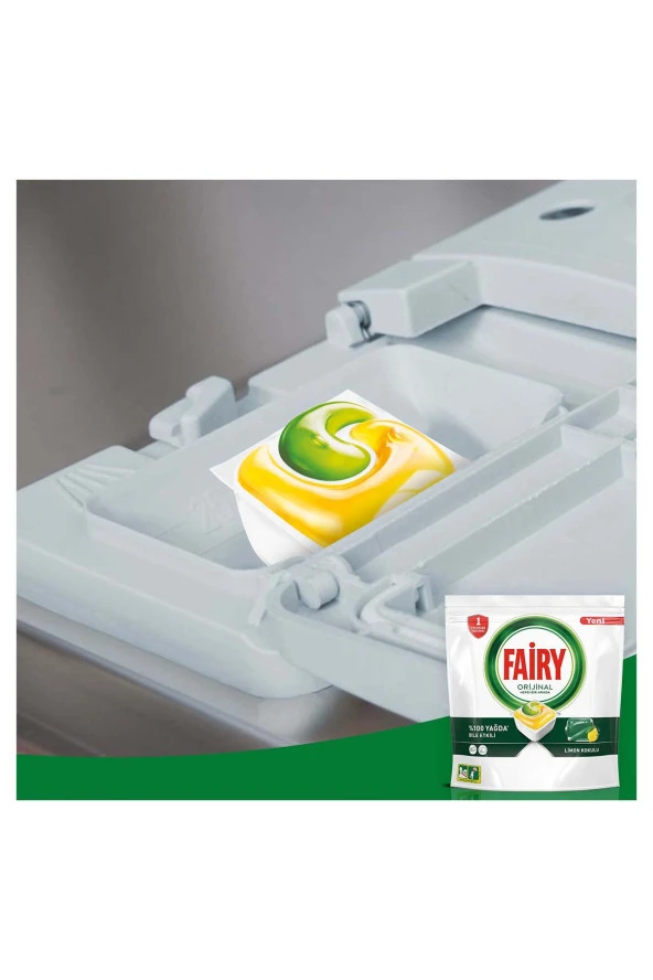 Fairy Hepsi Bir Arada Limon 120 Adet 2'li Paket Bulaşık Makinesi Tableti - 8