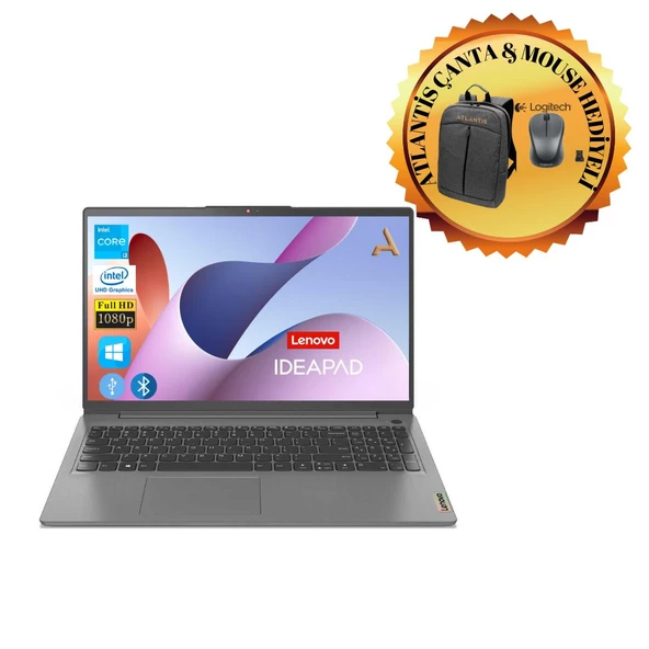 Lenovo Ideapad 3  i3-1215U 16GB 128GB  M.2 SSD 82RK00X8TXATL32  15.6'' W11H Notebook + Çanta+ Mouse