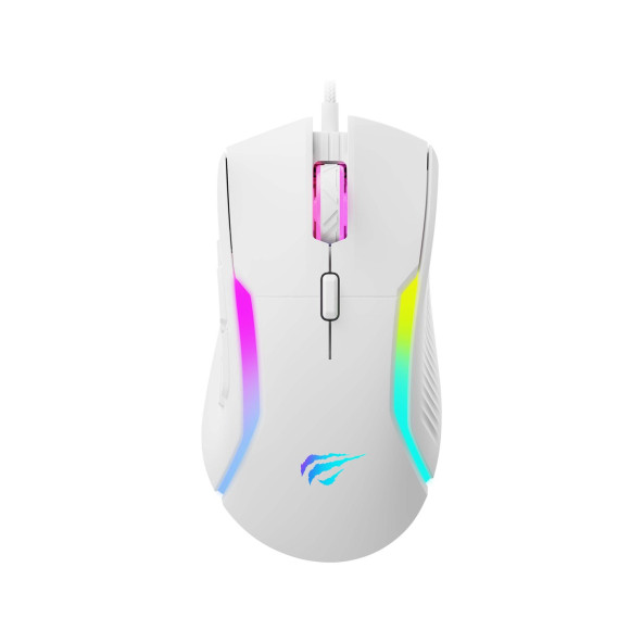 Havit Gamenote Ms1033 Rgb Uyumlu 8000 Dpı Ayarlanabilir Ağırlıklı Beyaz Gaming Makrolu Oyuncu Mouse (Kutu Deforme))