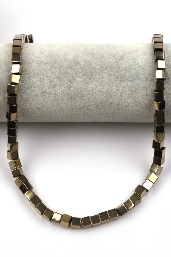 Gold Renkli Hematit Dizi 6 mm Küp Kesim - Resim 2