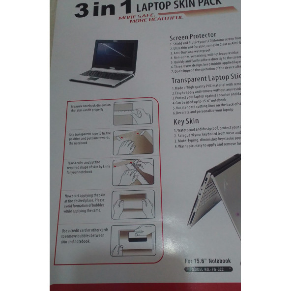 POLYGOLD PG-322  3 in 1 laptop koruma paketi (kapak-ekran-klavye) - 3