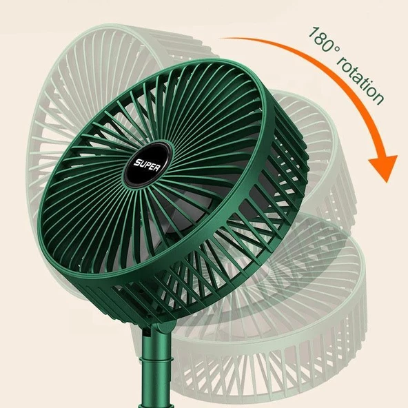 Torima F-06 Taşınabilir Şarjlı Fan 3 Kademeli Vantilatör Klima Soğutucu Fan Yeşil - 4