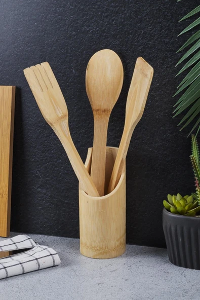 Perotti 15135 Woody 4 Parça Ahşap Bambu Kaşık Seti