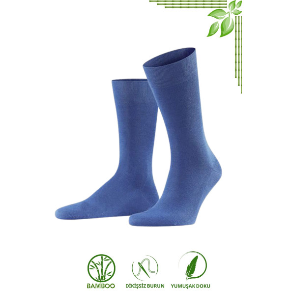 Bambu Erkek Soket Düz Uzun Çorap Klasik Yazlık Dikişsiz 3'lü Premium Set - 2