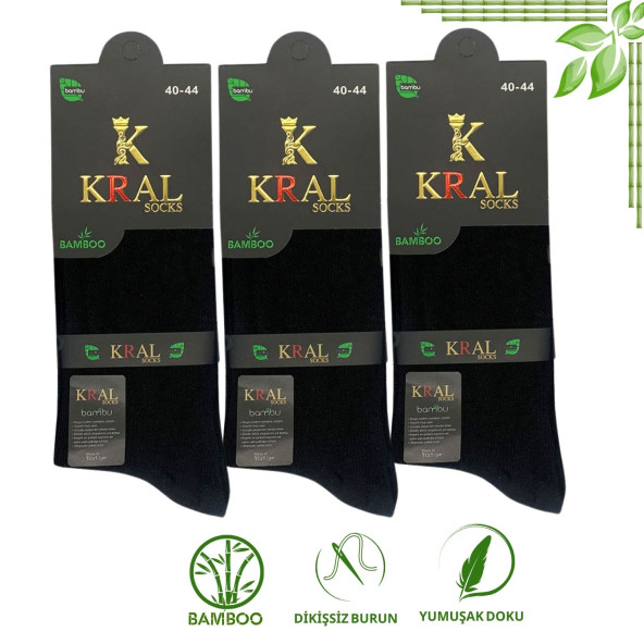 Bambu Erkek Soket Düz Uzun Çorap Klasik Yazlık Dikişsiz 3'lü Premium Set - 4