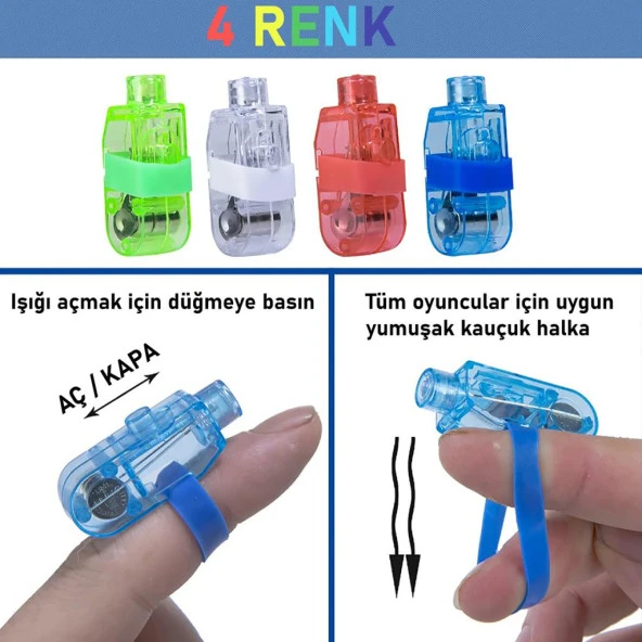 Eğlenceli Parmak Led Hediyelik Parti Malzemesi 4'lü - 2