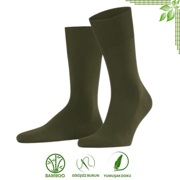 Bambu Erkek Soket Düz Uzun Çorap Klasik Yazlık Dikişsiz 3'lü Premium Set - 4