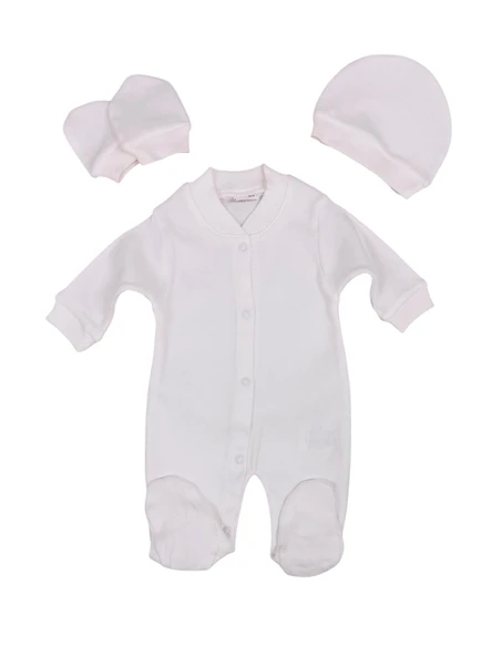 Düz Baskısız Bebek Tulum Unisex - 3lü