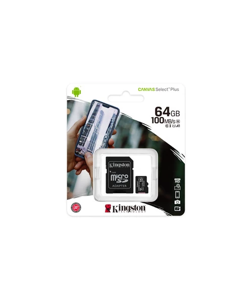 Kingston 64GB microSDXC Canvas Select Plus 100R A1 C10 Card + Adapter - 5