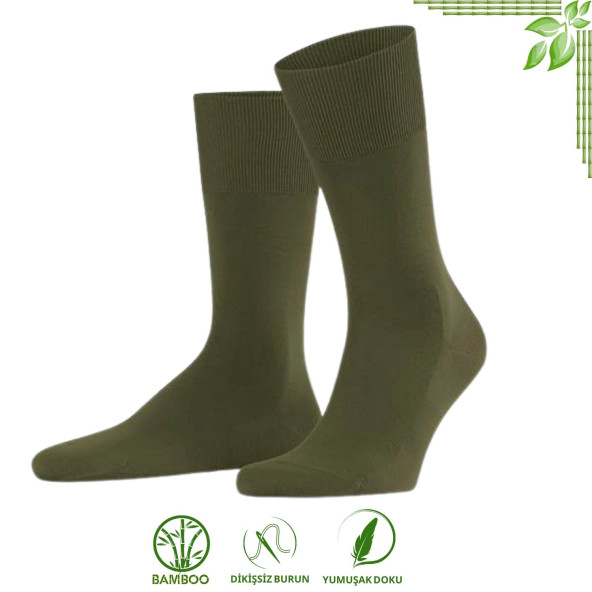 Bambu Erkek Soket Düz Uzun Çorap Klasik Yazlık Dikişsiz 3'lü Premium Set - 3