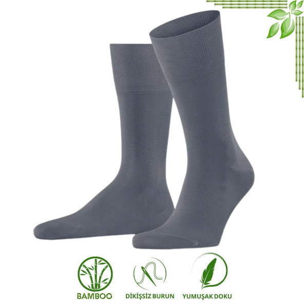 Bambu Erkek Soket Düz Uzun Çorap Klasik Yazlık Dikişsiz 3'lü Premium Set - 4