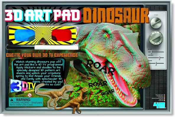 3D Art Pad Dınosaur / 3D Dinozor Gözlüklü Kitap