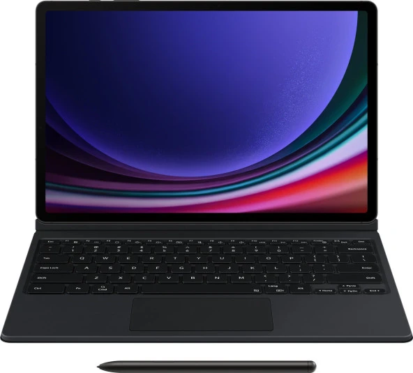 Samsung Galaxy Tab S9 Plus Mousepadli Klavyeli Kapaklı Kılıf - Siyah