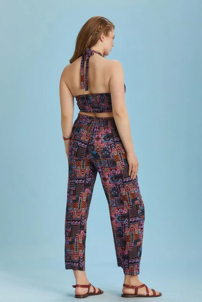 Düz Paça Beli Lastikli Büyük Beden Pantolon - 4