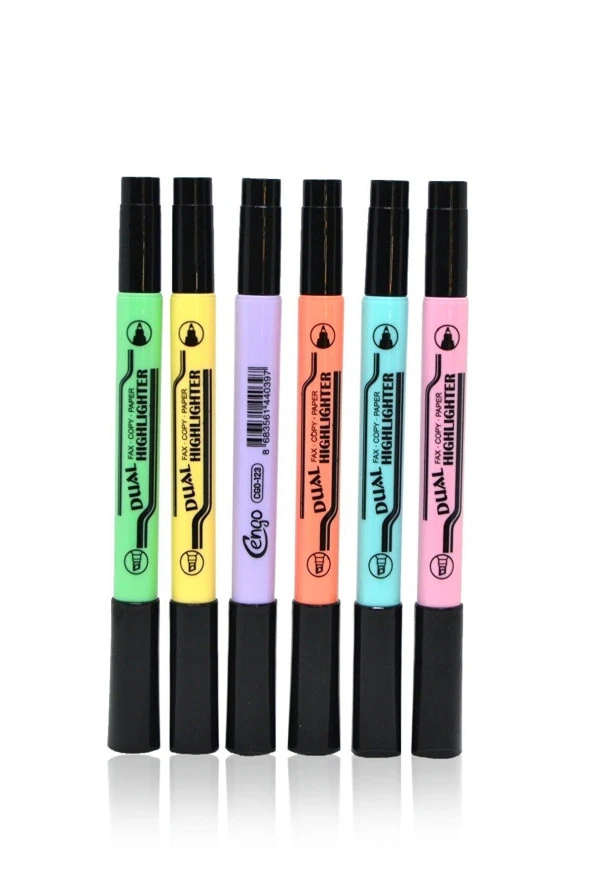 Çift Taraflı Pastel Renk Fosforlu Işaretleme Kalemi 6 Lı Set