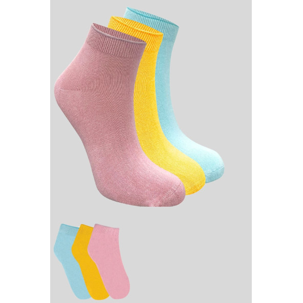 Kadın Bambu Patik Çorap (3 ADET) Görünmez Dikişsiz Parfümlü Kısa Yazlık Kadın Çorabı - 3