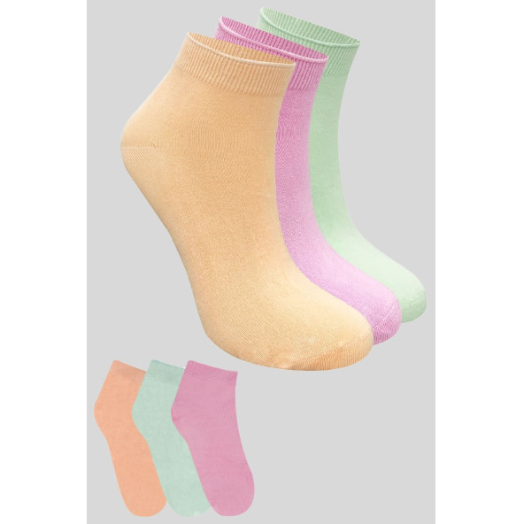 Kadın Bambu Patik Çorap (3 ADET) Görünmez Dikişsiz Parfümlü Kısa Yazlık Kadın Çorabı - 3